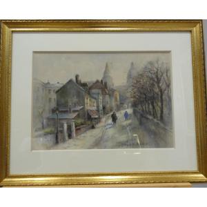 Watercolor By Georges Dominique Rouault Montmartre "rue De l'Abreuvoir"