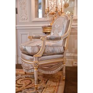 Pair Of Louis XVI Style Armchairs, Napoleon III Period 
