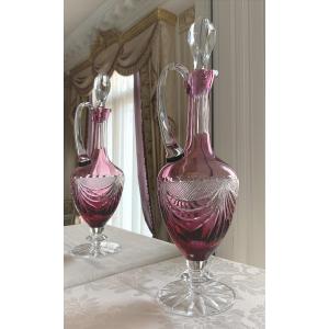 Crystal Carafe In Fuchsia And Purple