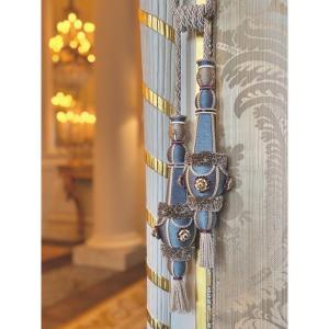 Pair Of Large Tiebacks - Nattier Blue Color (21st Century)