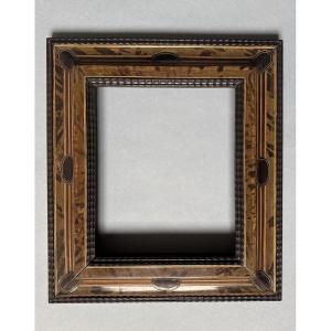 Flemish Frame In Blackened Wood And Marquetry Ebony (turtle Shell Effects) – 19th Century