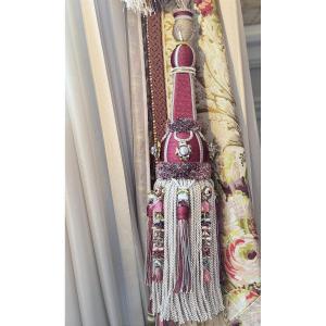 Pair Of Large Tiebacks - Red Color (21st Century)