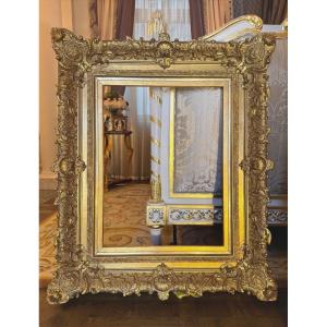 Gilded Wooden Frame With Fleur-de-lys In Corner Cartouches - Circa 1830