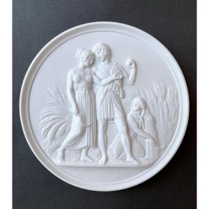 Biscuit / Porcelain Medallion Representing "summer" - 19th Century