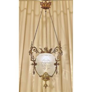 Spherical Lantern With Frosted And Engraved Glass - Napoleon III Period