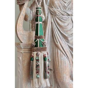 Pair Of Double Tiebacks, Medium Model - Malachite Green Color (21st Century)