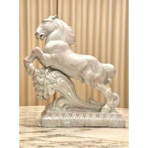 Glazed Earthenware Horse Statue - 20th Century