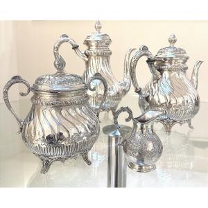 Silver-plated Metal Tea And Coffee Service - 19th Century