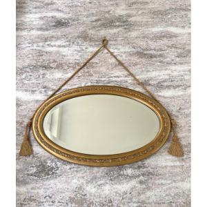 Oval Mirror In Gilded Wood - Art Deco