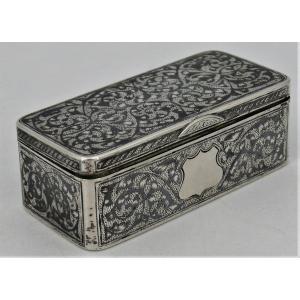 Snuff Box/snuffbox Sterling Silver Russian 1886 Niellée Guilloche.
