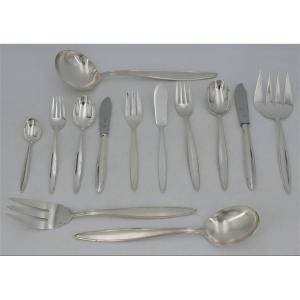 Saint Médard, 108-piece Cutlery Set With Knives, Design/vintage, Silver Metal.
