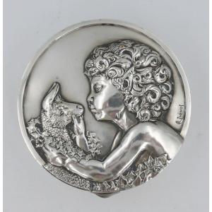 Very Beautiful Silver Bronze Box, François Thénot (1893-1963), 11.5 X 4.5 Cm, Excellent Condition.