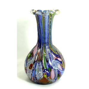 Dino Martens Vase, Tutti Frutti, Murano, 22.4 Cm, Blue, Excellent Condition.