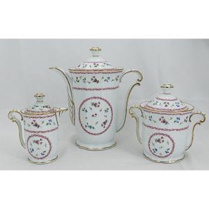 Bernardaud Artois Rose, Tea/coffee Service, 3 Pieces, Limoges Porcelain, Excellent Condition.
