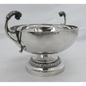 Burgundy Wedding Cup, Old Solid Silver, Feline Head, Edme Meneval.
