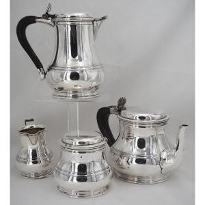 Puiforcat, 4-piece Tea/coffee Set, Solid Minerva Silver, Excellent Condition.