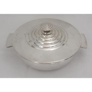 Luc Lanel For Christofle, "ondulation" Model Vegetable Dish In Silver Metal.