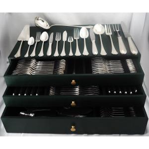 Christofle Printania Model, 131-piece Silver-plated Cutlery Set, Excellent Condition.