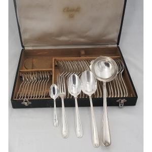 Christofle Marot Model, Small Shell, 38-piece Silver-plated Cutlery Set.