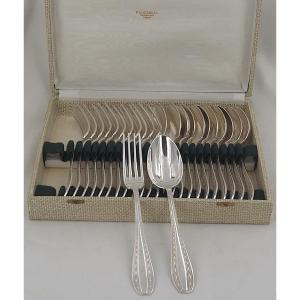 Ercuis Model Toledo, Art Deco, 12 Dessert Cutlery Sets, 24 Pieces, Excellent Condition.