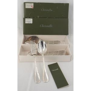Christofle Rubans Pattern, 12-piece Dessert Place Setting, 24 Pieces, 17 Cm, Near Mint Condition