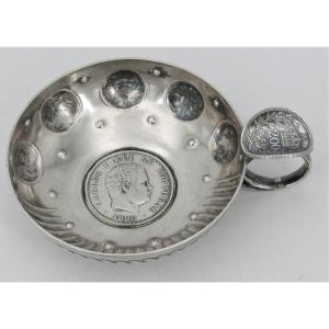 Solid Silver Coin Tastevin, Portugal, 500 Reis 1896 + 200 Reis 1909.