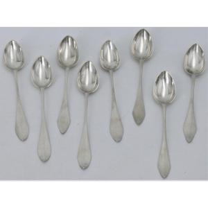 8 Teaspoons, Mocha, Solid Silver 18th Century, Belgian, Very Good Condition.