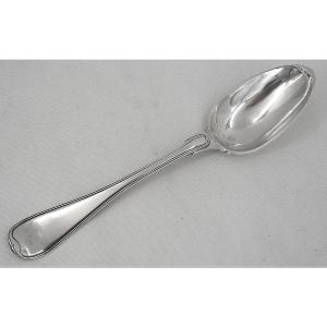 Stewing Spoon, Serving Spoon, Solid Silver 18th Century, Straight Filet Pattern.