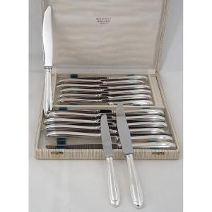 Ravinet d'Enfert Model Filet Droit, 24 Knives: 12 Table Knives + 12 Dessert Knives, Dessert Knives, Cheese Knives