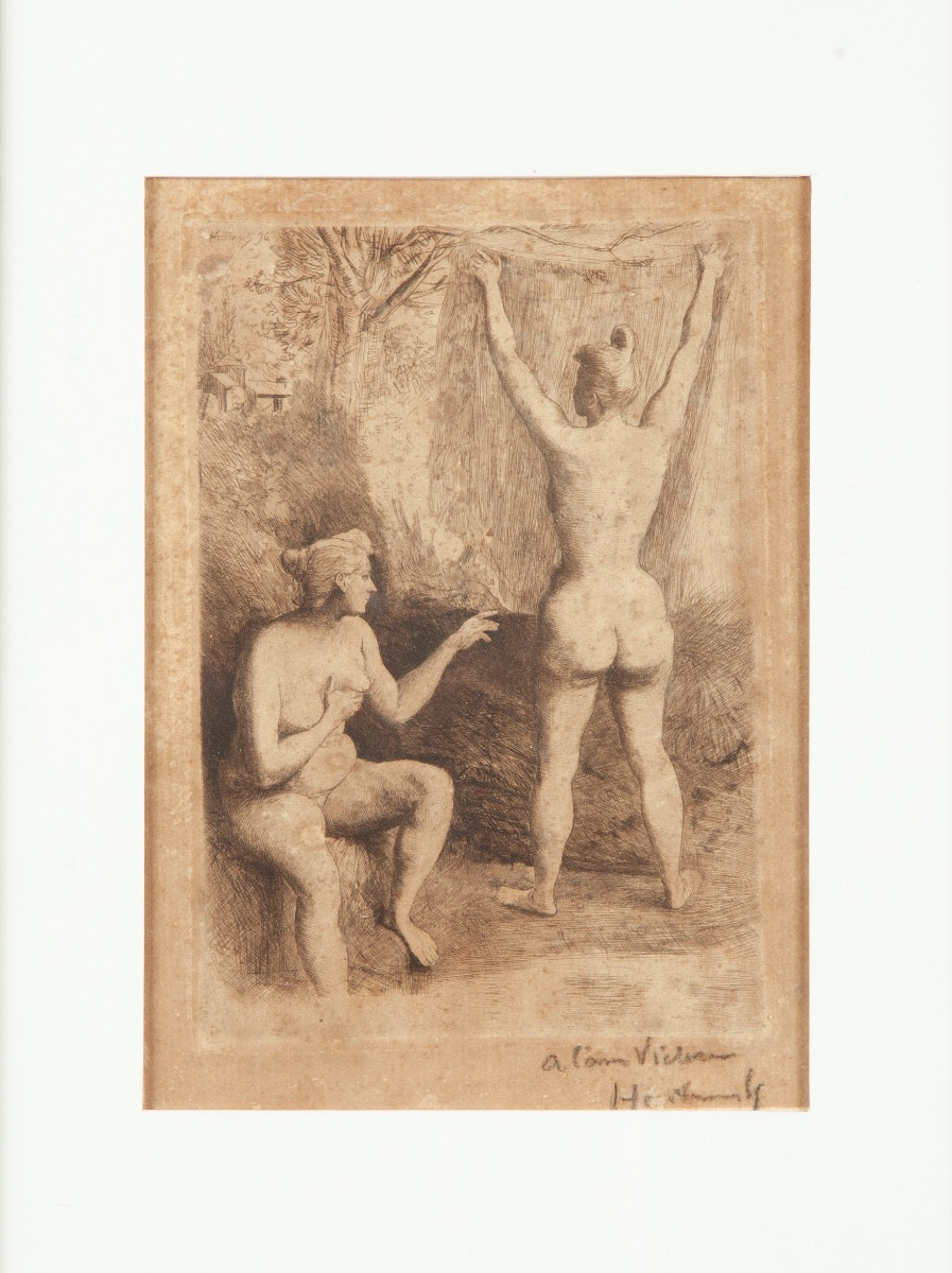 Litografia due donne al bagno de Pierre-Oswald Heidbrink (1852-1914)-photo-2