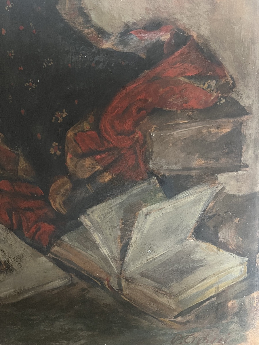 Natura morta con brocca, libro e ritratto-photo-2