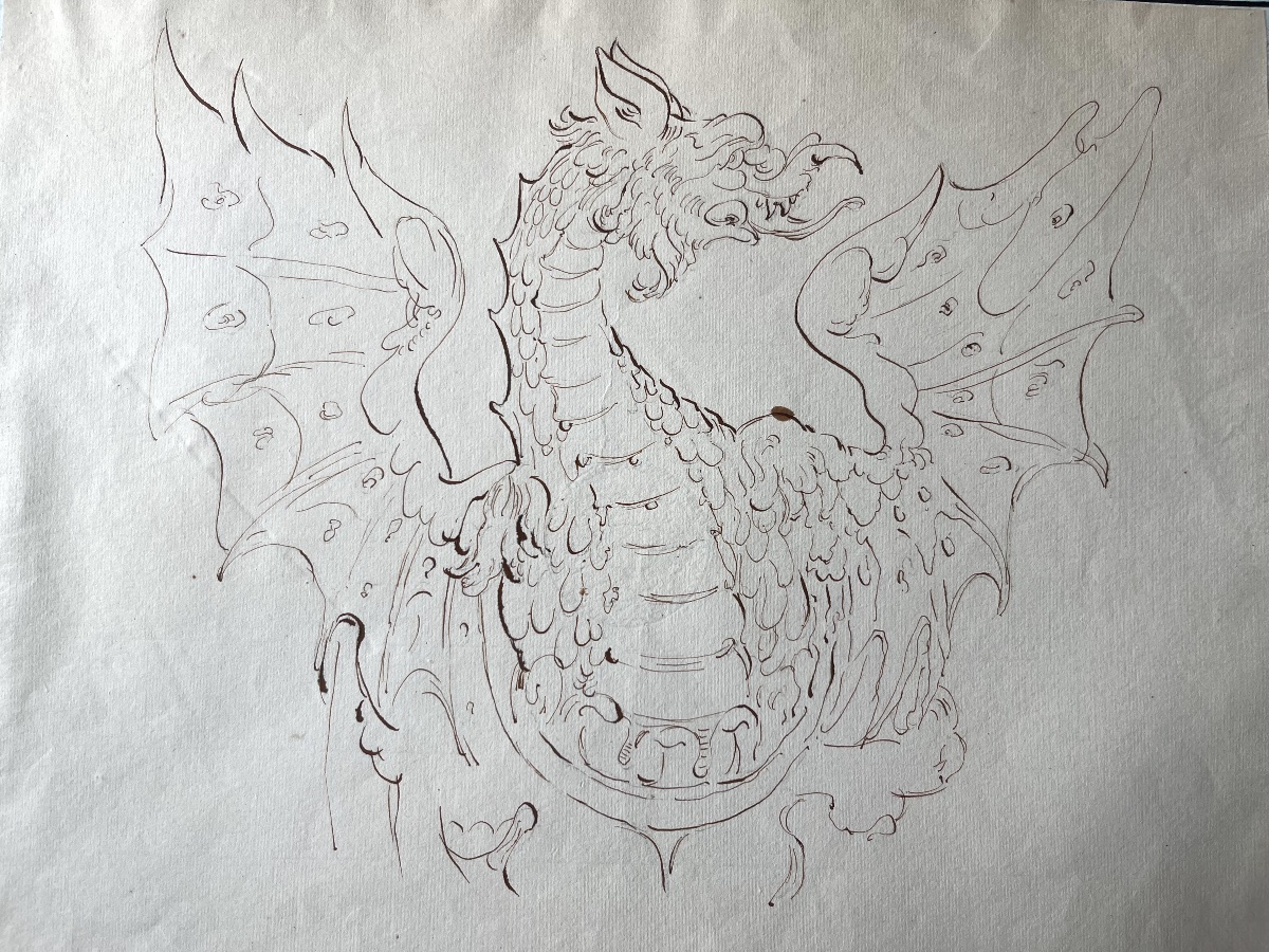 Disegno antico di Drago del 700