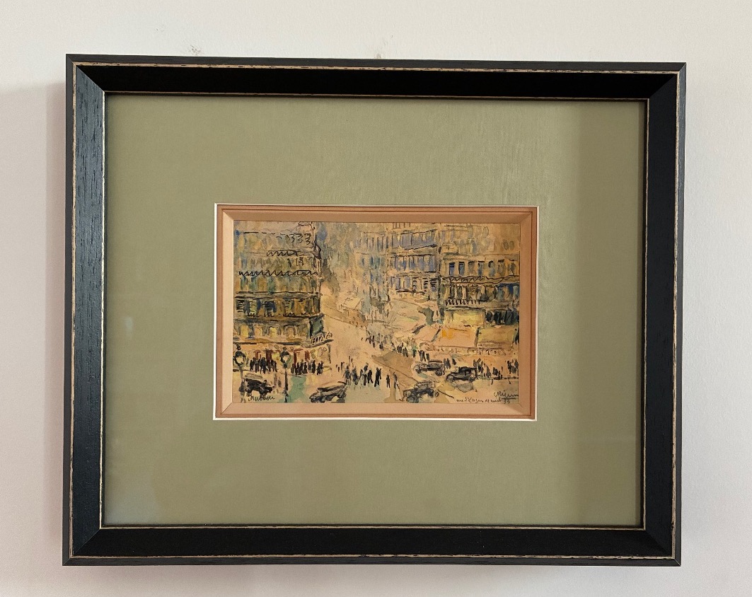 Vivace Scena di Strada Parigina Anni 30