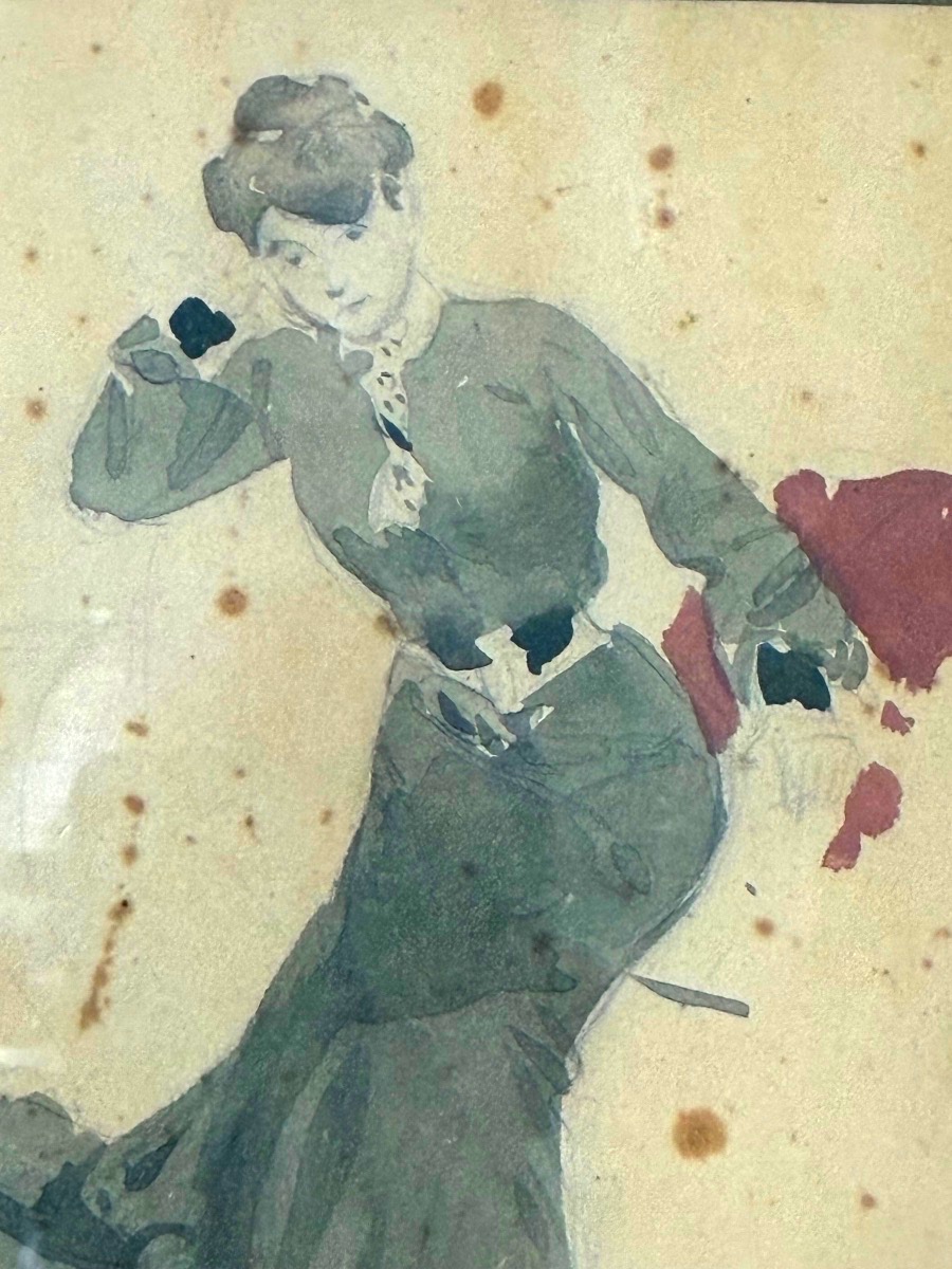 Disegno Dama elegante in abito viola-photo-2