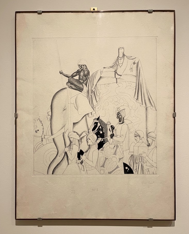 Grande Processione Esotica con Elefante (Stile Art Déco, c. 1920-1930)