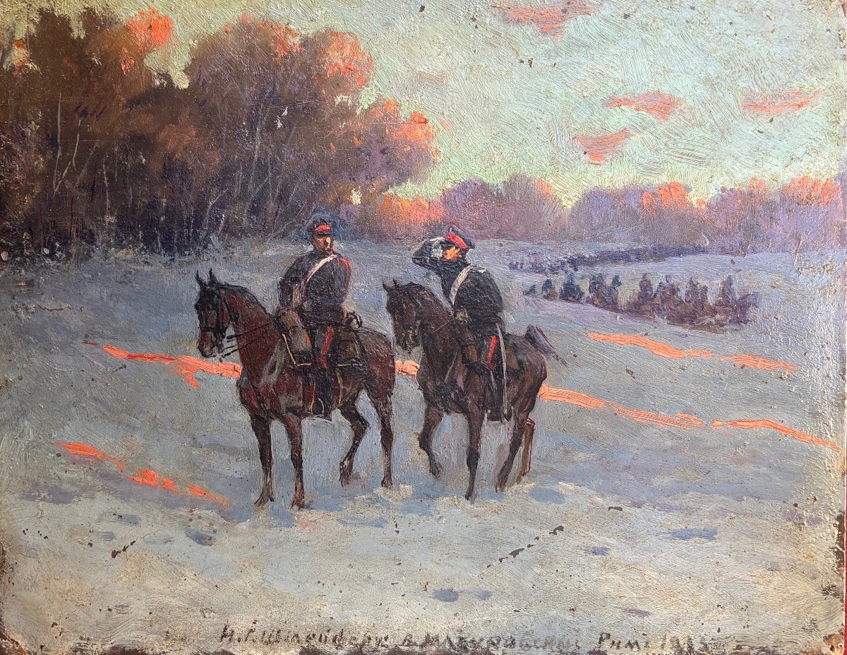 Cavalieri russi  in pattuglia invernale