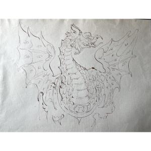 Disegno antico di Drago del 700