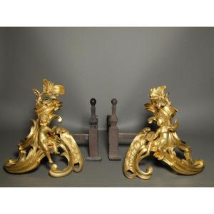 Pair Of Louis XV Allegorical Andirons