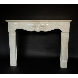 18th Century Fireplace In White Marble