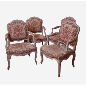 Set Of 4 Queen's Armchairs By Pierre Nogaret, Circa 1765