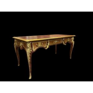 Bureau Plat With Espagnolettes Model By Charles Cressent - Late 19th Century