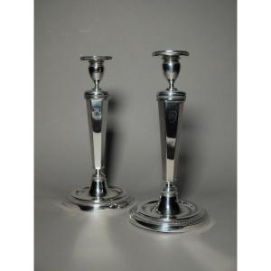 Pair Of 19th-century Solid Silver Candlesticks 