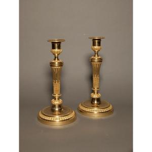 Pair Of Louis XVI Period Gilt Candlesticks