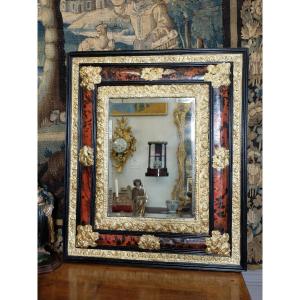 Louis XIV Mirror In Tortoiseshell And Gilt Brass