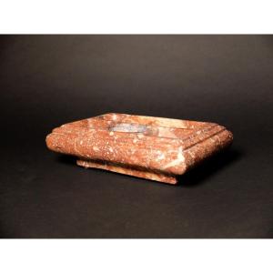 18th Century Pink Marble Inkwell