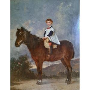 Portrait Of A Young Girl On Horseback