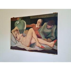 Expressionist School Female Nude, Brothel Scene