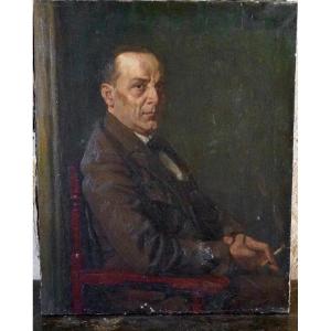Gottfried Bachem (1866-1942) German School Portrait Of A Man With A Cigarette