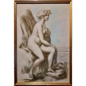 Drawing Neoclassical School Young Naked Woman French School Circa 1900