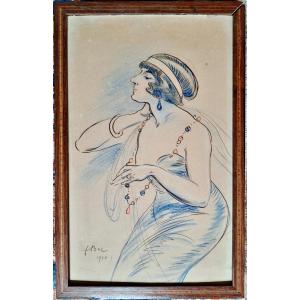 Ferdinand Bac (1859-1952) Elegant Original Drawing From The Belle Epoque